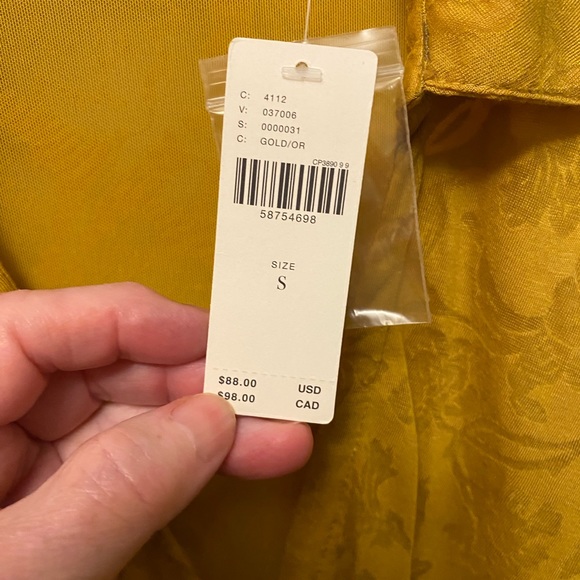 NWT!  Anthropologie wrap blouse with burn out floral pattern, lovely gold color - Picture 3 of 6